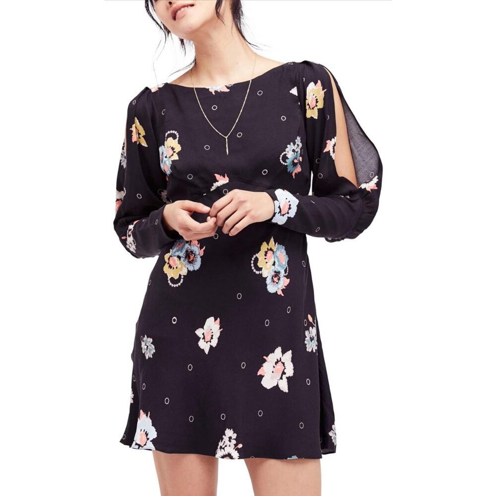 Free People Sunshadows Split Sleeve Mini Dress Size 6 - Picture 1 of 9